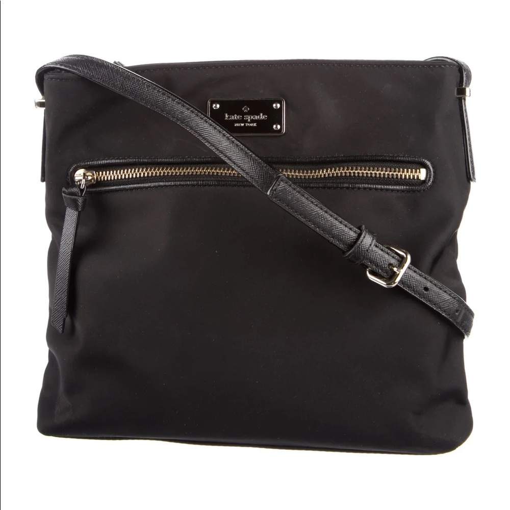 Black Kate Spade nylon crossbody purse, good condition!
